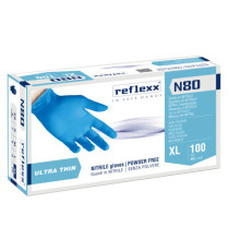 Guanti in nitrile N80 - ultrasottili - taglia XL - azzurro - Reflexx - conf. 100 pezzi Guanti in nitrile N80 - ultrasottili - taglia XL - azzurro - Reflexx - conf. 100 pezzi