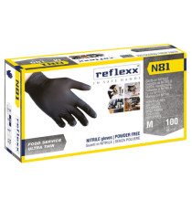 Guanti in nitrile N81 - tg M - nero - Reflexx - conf. 100 pezzi Guanti in nitrile N81 - tg M - nero - Reflexx - conf. 100 pezzi