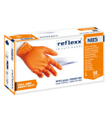 Guanti in nitrile N85 - ultra resistenti - tg L - arancione - Reflexx - conf. 50 pezzi
