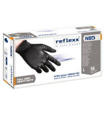 Guanti in nitrile N85B - ultra resistenti - tg L - nero - Reflexx - conf. 50 pezzi