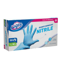 Guanti in nitrile non talcato - per uso medicale - taglia M/L - azzurro - Logex Professional - scatola 100 pezzi