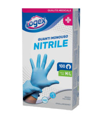 Guanti in nitrile non talcato - per uso medicale - taglia M/L - azzurro - Logex Professional - scatola 100 pezzi