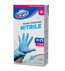 Guanti in nitrile non talcato - per uso medicale - taglia S/M - azzurro - Logex Professional - scatola 100 pezzi Guanti in nitrile non talcato - per uso medicale - taglia S/M - azzurro - Logex Professional - scatola 100 pezzi