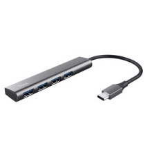 Hub Halyx - 4 porte - da USB-C a USB-A 3.2 Gen1 - alluminio - grigio - Trust Hub Halyx - 4 porte - da USB-C a USB-A 3.2 Gen1 - alluminio - grigio - Trust