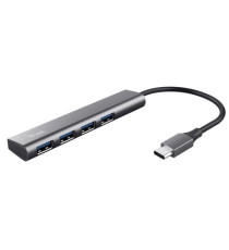 Hub Halyx - 4 porte - da USB-C a USB-A 3.2 Gen1 - alluminio - grigio - Trust Hub Halyx - 4 porte - da USB-C a USB-A 3.2 Gen1 - alluminio - grigio - Trust
