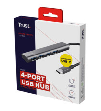 Hub Halyx - 4 porte - da USB-C a USB-A 3.2 Gen1 - alluminio - grigio - Trust