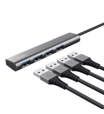 Hub Halyx - 4 porte - da USB-C a USB-A 3.2 Gen1 - alluminio - grigio - Trust