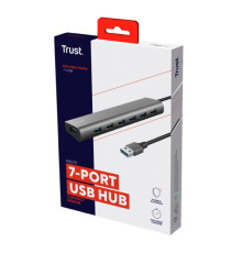 Hub Halyx - 7 porte - USB 3.2 Gen 1 - alluminio - grigio - Trust