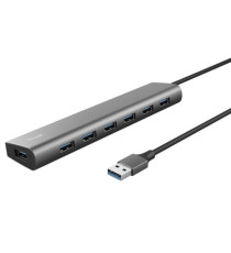 Hub Halyx - 7 porte - USB 3.2 Gen 1 - alluminio - grigio - Trust