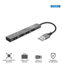 Hub Mini 4 porte Halyx - alluminio - Trust