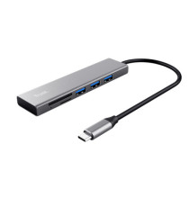 Hub USB-C veloce e lettore di schede - 3 porte - argento - Trust