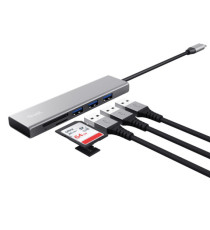 Hub USB-C veloce e lettore di schede - 3 porte - argento - Trust