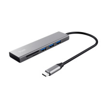Hub USB-C veloce e lettore di schede - 3 porte - argento - Trust