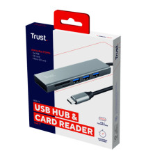 Hub USB-C veloce e lettore di schede - 3 porte - argento - Trust