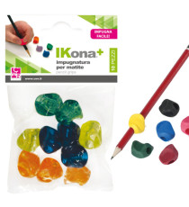 Impugnatura per matite - gomma - colori assortiti - IKona+ - conf. 10 pezzi Impugnatura per matite - gomma - colori assortiti - IKona+ - conf. 10 pezzi