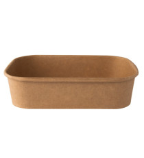 Insalatiera rettangolare monouso - 500 ml - cartoncino - avana - Signor Bio - conf. 50 pezzi