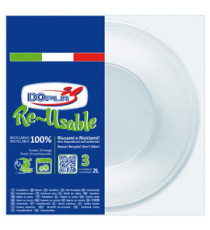 Insalatiera riutilizzabile - rotonda - diametro 13,5 cm - 2 L - PS reuse - bianco - Dopla - conf. 3 pezzi