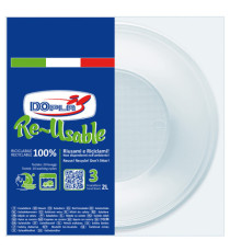 Insalatiera riutilizzabile - rotonda - diametro 13,5 cm - 2 L - PS reuse - bianco - Dopla - conf. 3 pezzi
