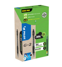Penna roller gel scatto G-2 - punta 0,7 mm - 12 refill inclusi - nero - Pilot - conf. 12 pezzi Penna roller gel scatto G-2 - punta 0,7 mm - 12 refill inclusi - nero - Pilot - conf. 12 pezzi