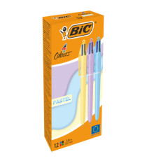 Penna sfera a scatto 4 Colori Pastel - 1.0 mm - Bic - conf. 12 pezzi