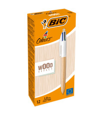 Penna sfera a scatto 4 colori Wood - 1.0 mm - Bic - conf. 12 pezzi Penna sfera a scatto 4 colori Wood - 1.0 mm - Bic - conf. 12 pezzi