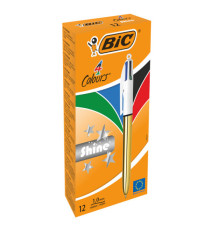 Penna sfera scatto multifunzione 4 Colors Shine - punta 1,0 mm - fusto oro - Bic – conf. 12 pezzi Penna sfera scatto multifunzione 4 Colors Shine - punta 1,0 mm - fusto oro - Bic – conf. 12 pezzi