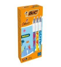 Penna sfera scatto multifunzione 4 Colours Velours - punta 1,0 mm - 4 colori - Bic - scatola 12 pezzi