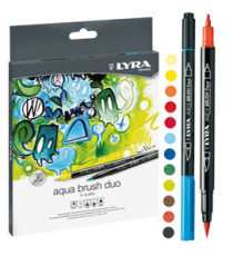 Pennarelli Aqua Brush Duo - punte 2,00 - 4,00 mm - Lyra - astuccio 12 pezzi