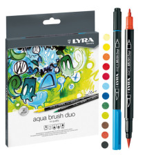 Pennarelli Aqua Brush Duo - punte 2,00 - 4,00 mm - Lyra - astuccio 12 pezzi