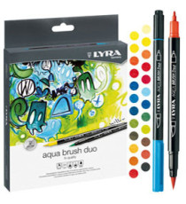 Pennarelli Aqua Brush Duo - punte 2,00 - 4,00 mm - Lyra - astuccio 24 pezzi Pennarelli Aqua Brush Duo - punte 2,00 - 4,00 mm - Lyra - astuccio 24 pezzi