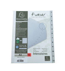 Intercalare numerico - PPL riciclato - A4 - 12 tasti - grigio - Exacompta Intercalare numerico - PPL riciclato - A4 - 12 tasti - grigio - Exacompta