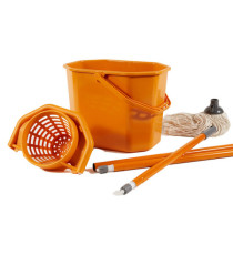 Kit per pavimenti Secchiostrizza - secchio con strizzatore 12 L + mop 240 gr + manico da 130 cm - arancione - Perfetto Kit per pavimenti Secchiostrizza - secchio con strizzatore 12 L + mop 240 gr + manico da 130 cm - arancione - Perfetto