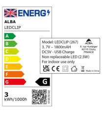 Lampada LEDCLIP - 2,8W - Nero - Alba Lampada LEDCLIP - 2,8W - Nero - Alba