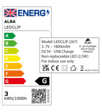 Lampada LEDCLIP - 2,8W - Nero - Alba Lampada LEDCLIP - 2,8W - Nero - Alba