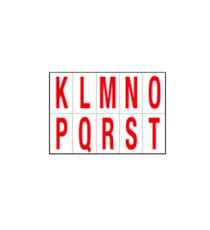 Lettere adesive da K a T - in PVC - 56 x 99 mm - 10 et/fg - 1 foglio - rosso/bianco