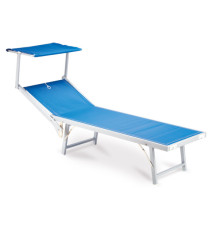 Lettino con copertura Ibiza - 36 x 186 x 59 cm - alluminio/texilene - blu - Garden Friend