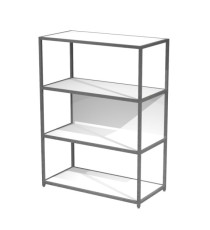 Libreria 4 ripiani Modular - 90 x 44 x 122 cm - struttura metal antracite - bianco