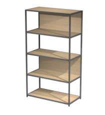 Libreria 5 ripiani Modular - 90 x 44 x 161 cm - struttura metal antracite - rovere