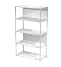 Libreria 5 ripiani Modular - 90 x 44 x 161 cm - struttura metal bianco - bianco