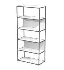 Libreria 6 ripiani Modular - 90 x 44 x 200 cm - struttura metal antracite - bianco
