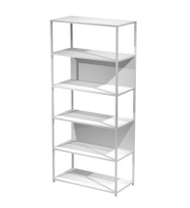 Libreria 6 ripiani Modular - 90 x 44 x 200 cm - struttura metal bianco - bianco