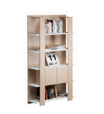 Libreria alta Concept - 5 ripiani - 100x38,6x198 cm - bianco/rovere