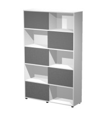 Libreria alta Essence - 5 ante scorrevoli - bianco/antracite