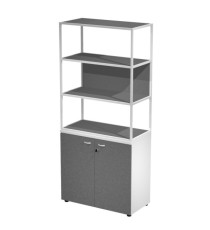 Libreria alta metal + armadio basso Essence - 90 x 46 x 204 cm - Bianco/antracite/antracite/bianco