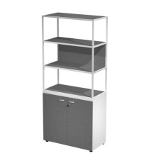 Libreria alta metal + armadio basso Essence - 90 x 46 x 204 cm - Bianco/bianco/antracite/bianco