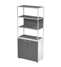 Libreria alta metal + armadio basso Essence - 90 x 46 x 204 cm - Bianco/bianco/antracite/bianco