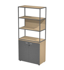 Libreria alta metal + armadio basso Essence - 90 x 46 x 204 cm - Rovere/antracite/rovere/antracite