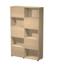 Libreria alta Tetris - 5  ripiani - ante scorrevoli - 120 x 35 x 191 cm - rovere/rovere
