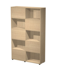Libreria alta Tetris - 5  ripiani - ante scorrevoli - 120 x 35 x 191 cm - rovere/rovere