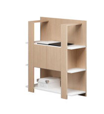 Libreria bassa Concept - 3 ripiani - 100x38,6x124 cm - bianco/rovere